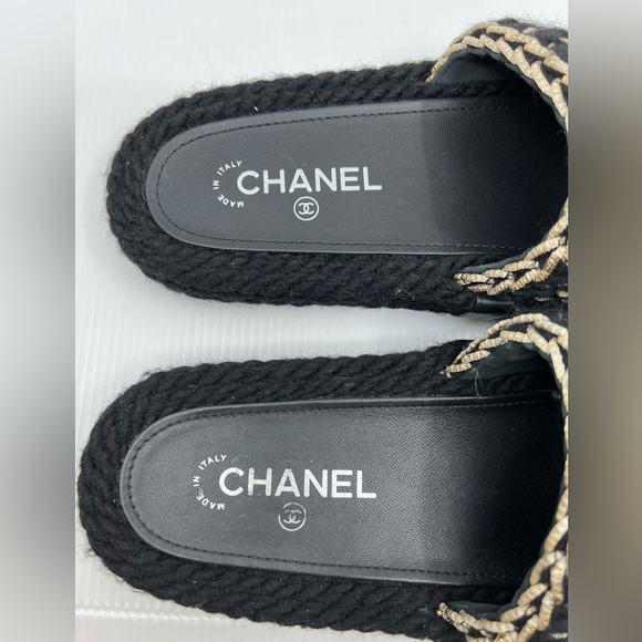 Chanel 2022 CC Black Knit Slide Sandals - Picture 3 of 8